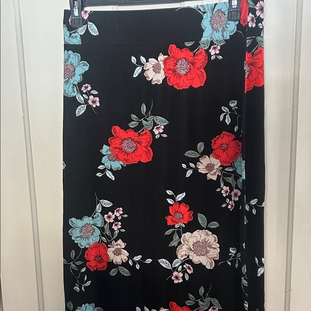 Floral Black Skirt
